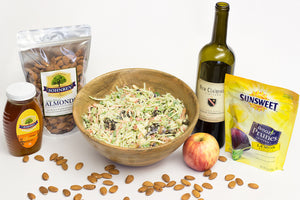 Apple Almond Prune Slaw with Honey Yogurt Dressing