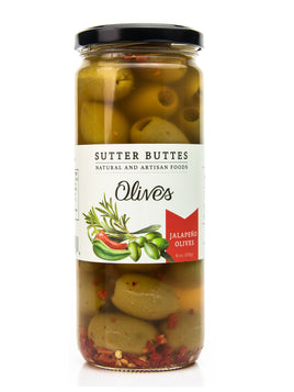 Sutter Buttes Olive Oil Co. Natural & Artisan Foods | Jalapeno Stuffed Olives |  10 oz