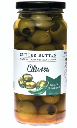 Sutter Buttes Olive Oil Co. Natural & Artisan Foods | Jalapenos Stuffed Olives | Cajun Jalapenos | 10 oz