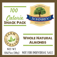 Sohnrey Family Foods Whole Natural Raw Almonds 100 Calorie Snack Packs