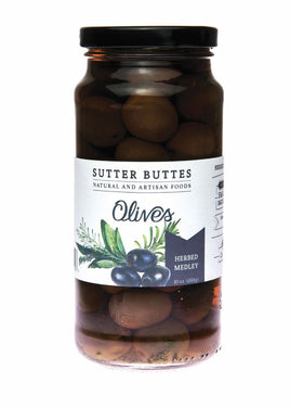 Aceitunas mezcladas de hierbas de Sutter Buttes Olive Oil Co. | 10 onzas