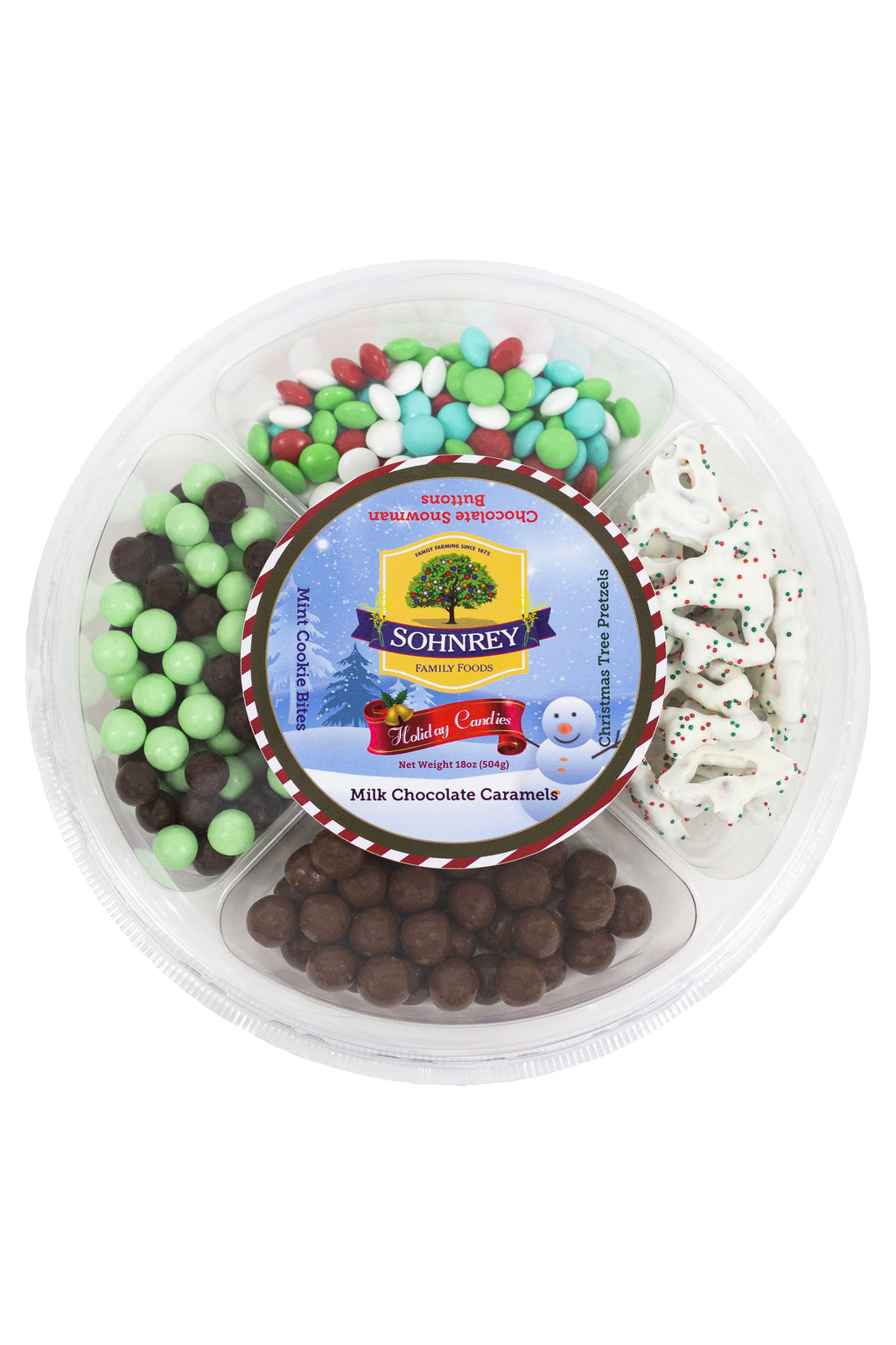 Assorted Christmas Candy Round Tray (18 oz)