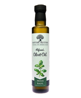 Aceite de oliva con infusión de albahaca fresca de Sutter Buttes Olive Oil Co. | 8,5 onzas
